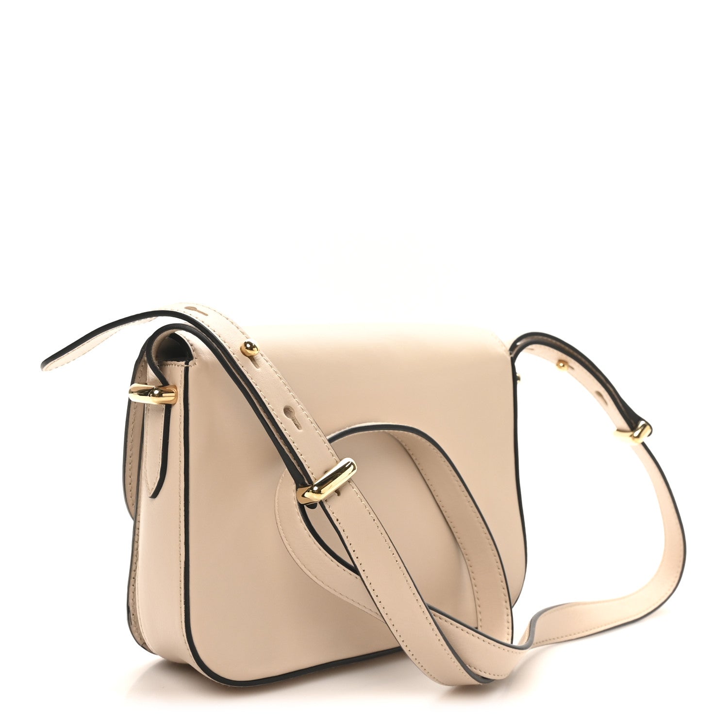 Prada Box Calfskin Triangle Embleme Flap Shoulder Bag Sabbia 3 of 9