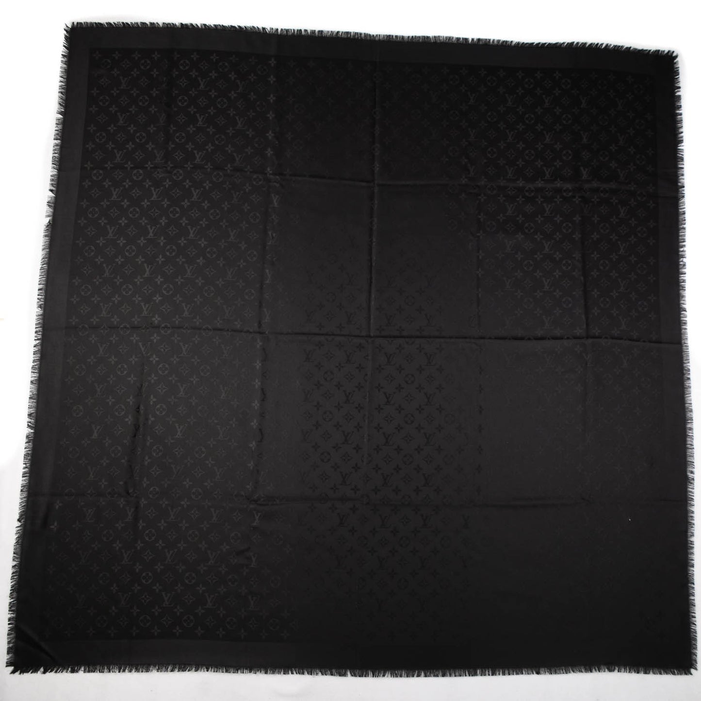 Silk Wool Monogram Shawl Black