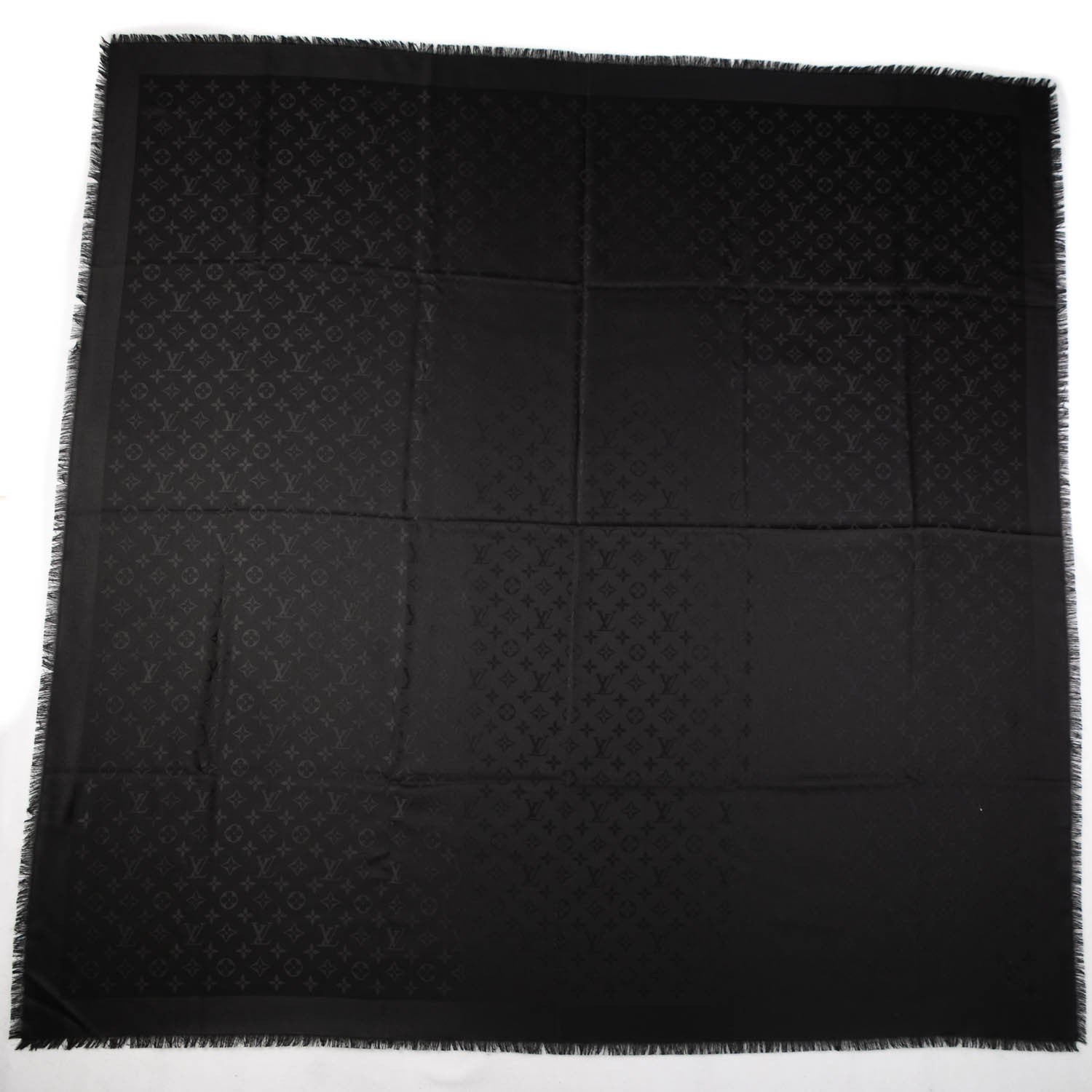 Louis Vuitton Silk Wool Monogram Shawl Black 3 of 5