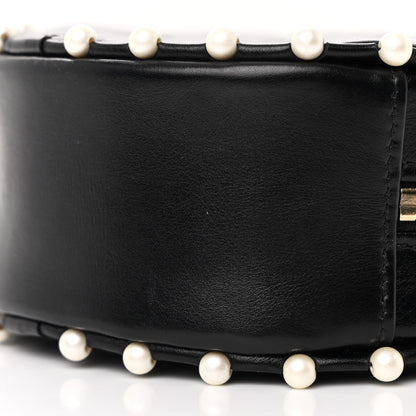 Chanel Calfskin Quilted Pearl Round Clutch With Chain Black 10 of 11