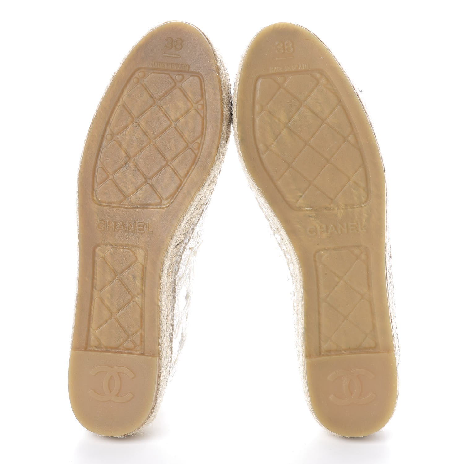 Chanel Woven Fabric Grosgrain CC Espadrilles 38 White Black 7 of 7
