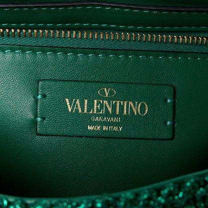 Valentino Garavani Metallic Woven Lurex Medium Roman Stud Shoulder Bag Jungle 7 of 10