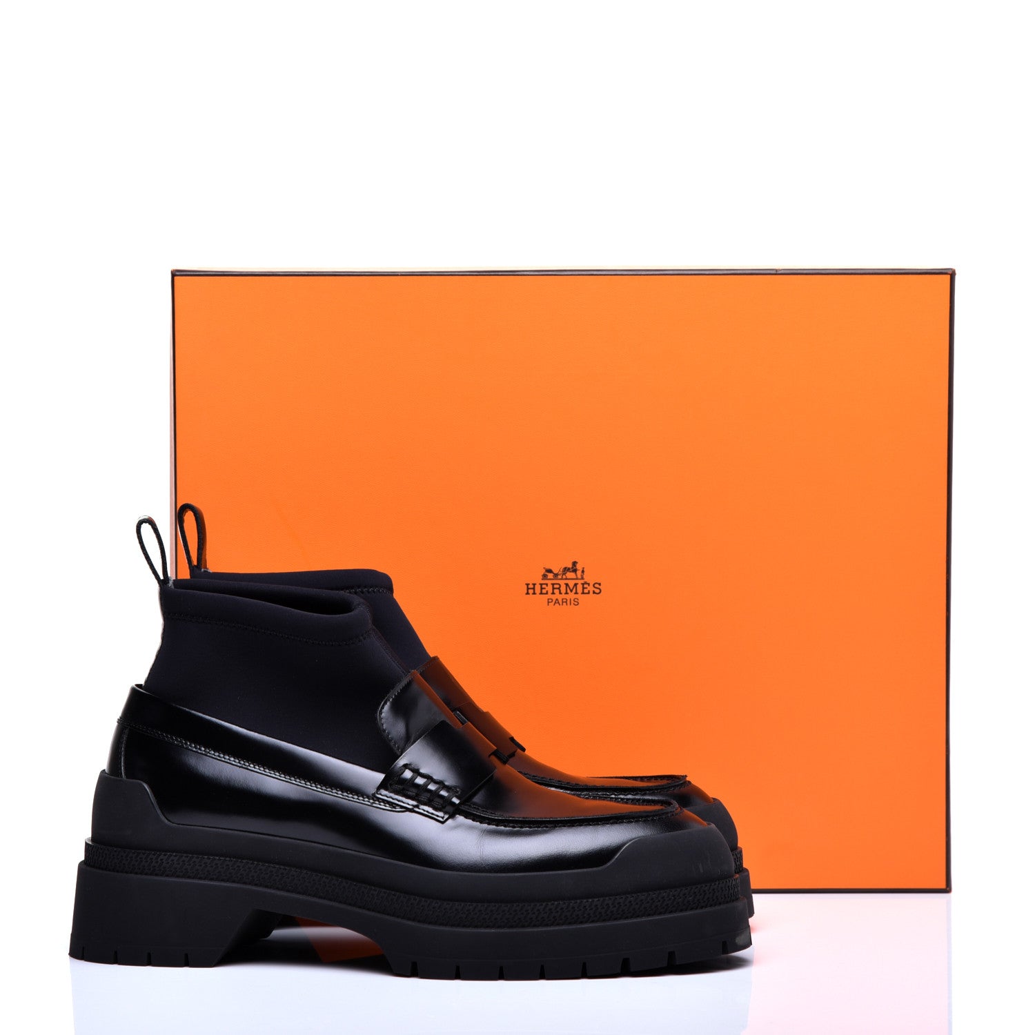 Hermes Toscan Calfskin Neoprene Bill Loafer 37 Black 8 of 8