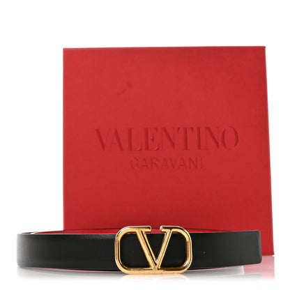 Valentino Garavani Glossy Calfskin VLogo Reversible 30mm Belt 70 28 Black Rouge Pur 8 of 8