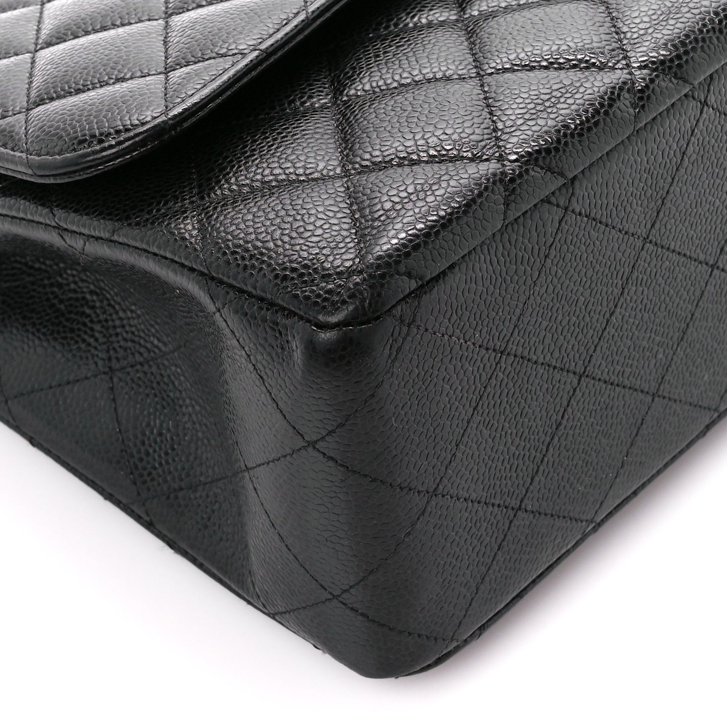 Caviar Quilted Jumbo Double Flap Black