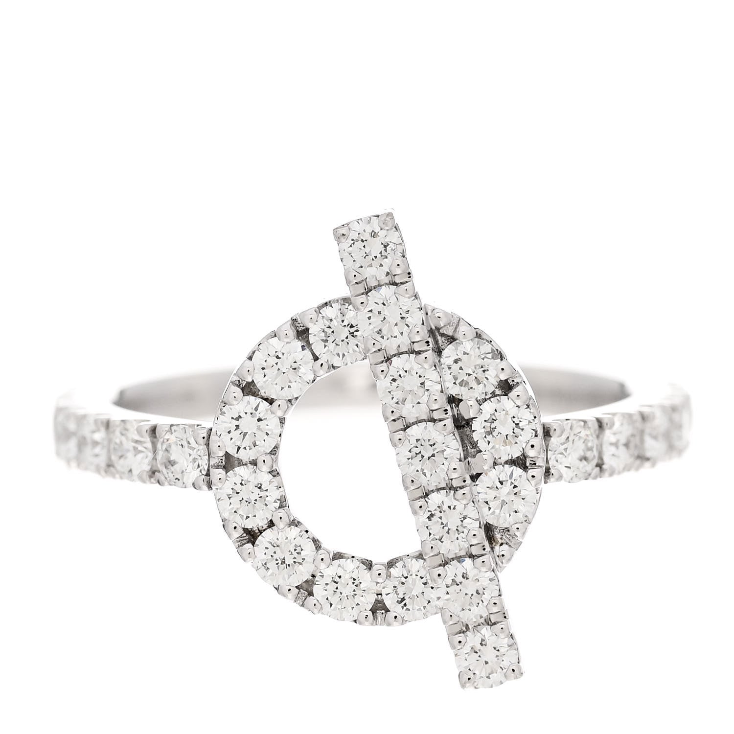 Hermes 18K White Gold Diamond Finesse Ring 51 5.75 1 of 9
