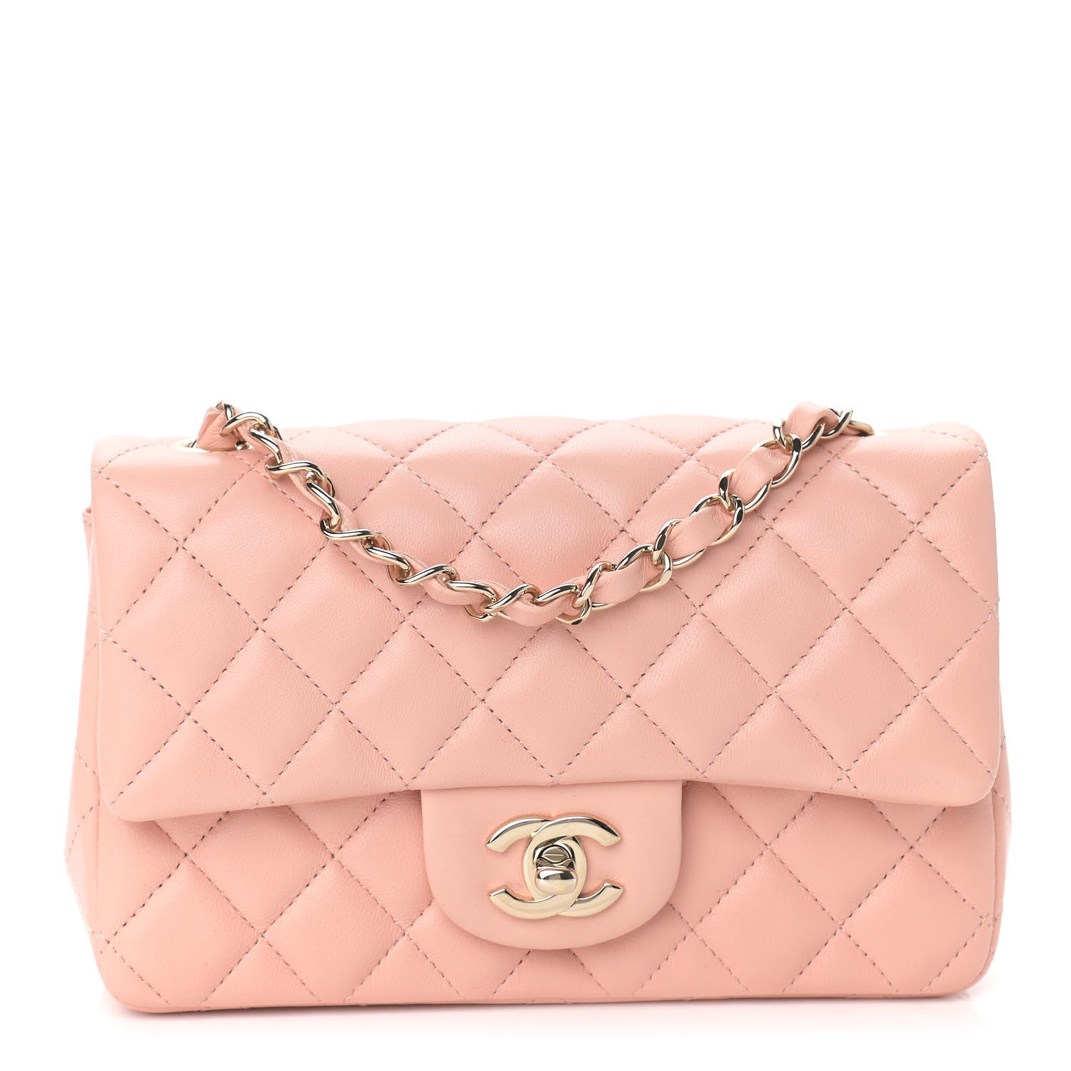 Chanel Lambskin Quilted Mini Rectangular Flap Light Pink 1 of 9