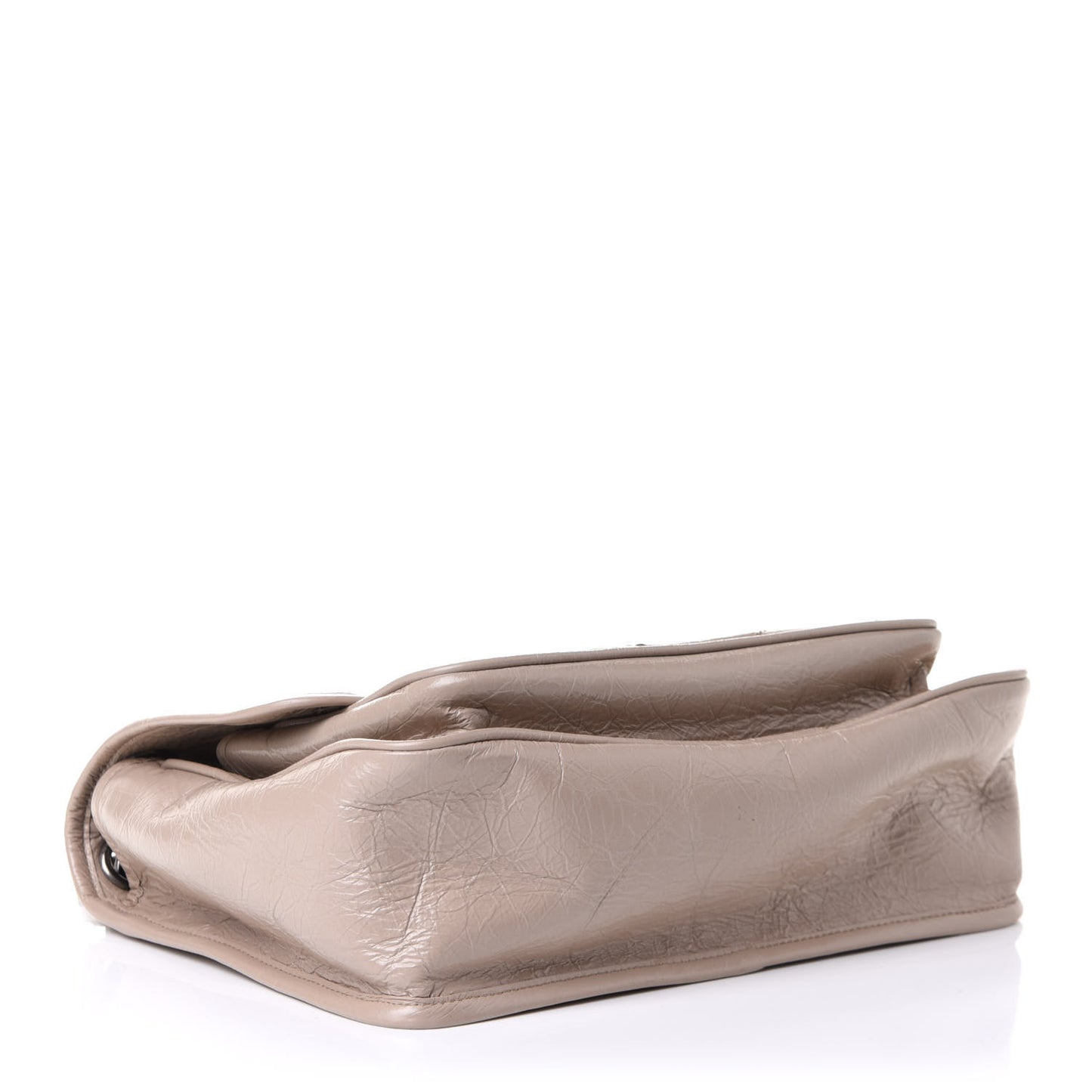 Crinkled Calfskin Matelasse Monogram Medium Niki Chain Satchel Light Taupe