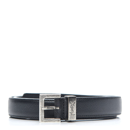 Saint Laurent Grain De Poudre Monogram Passant Buckle Belt 85 Black 1 of 5