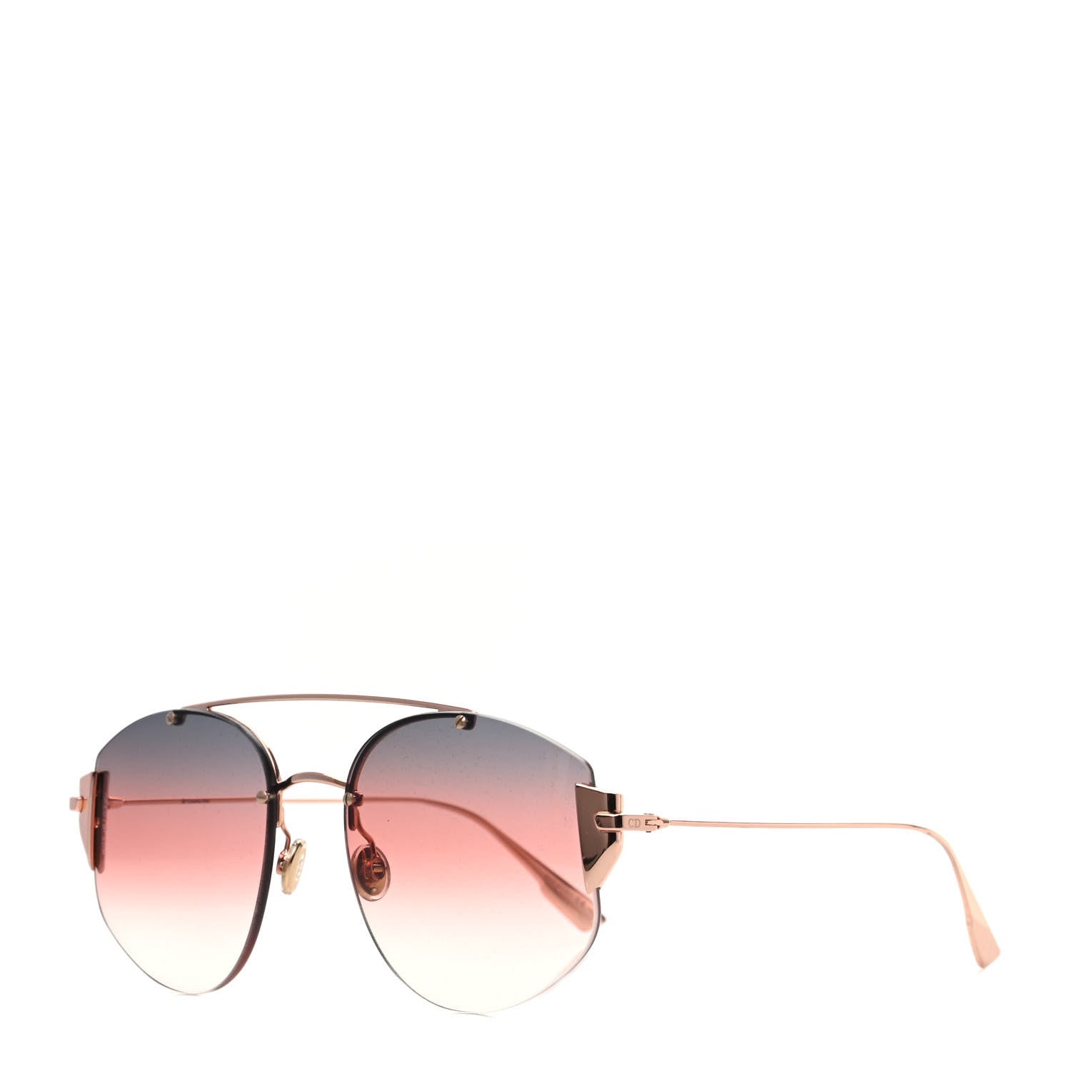 Christian Dior Metal Stronger Aviator Sunglasses Grey Fuschia Rose Gold 1 of 7