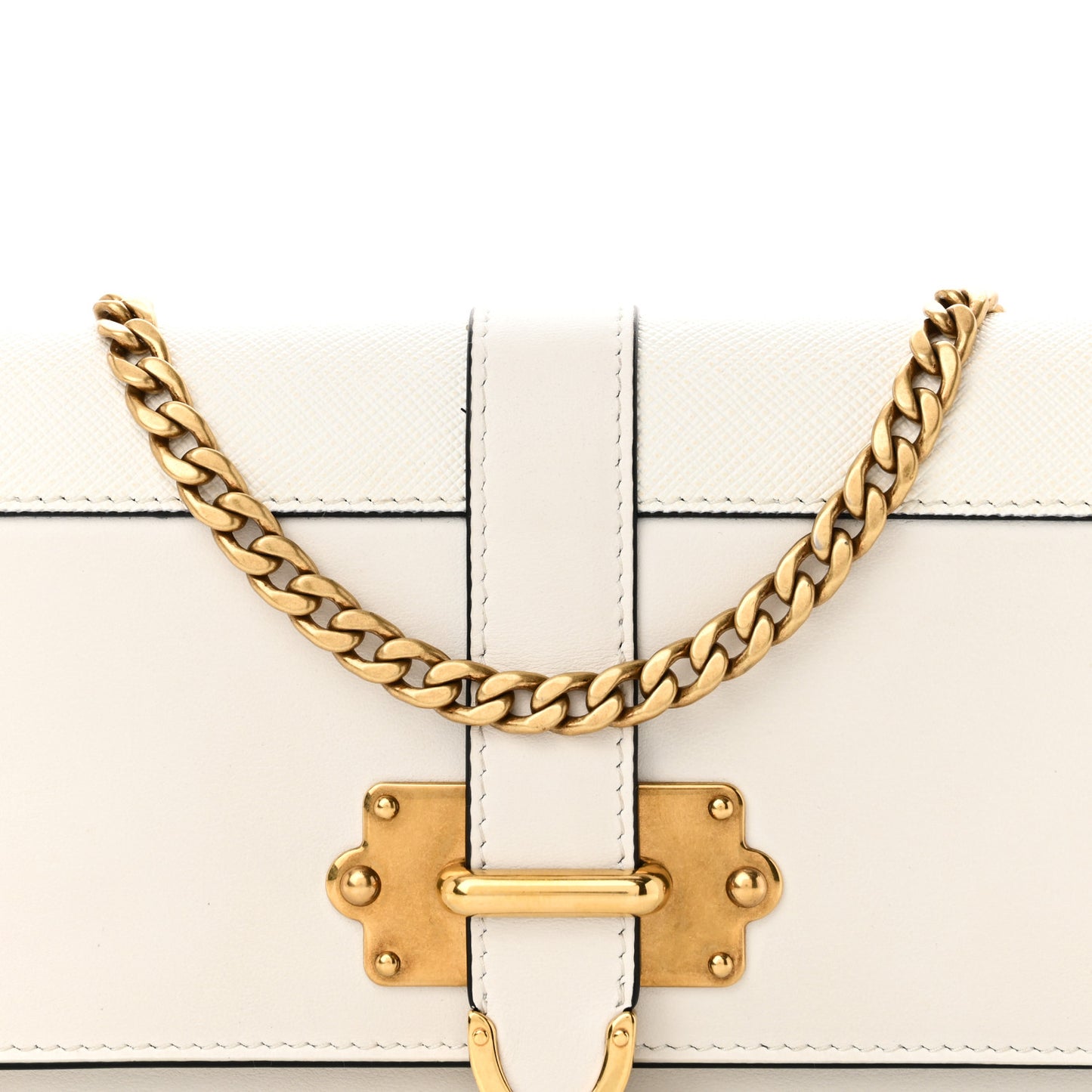 City Calfskin Cahier Clutch With Chain White