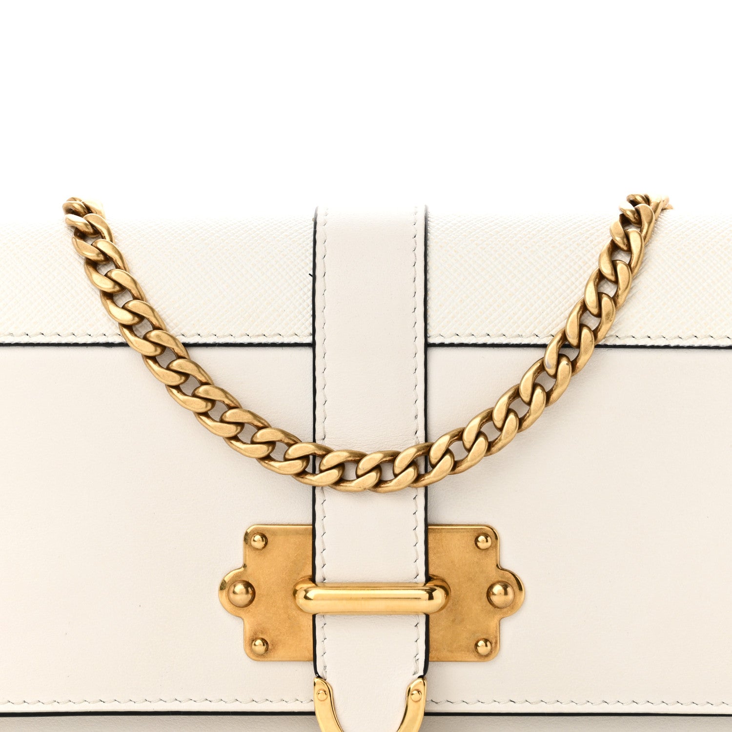 Prada City Calfskin Cahier Clutch With Chain White 7 of 9