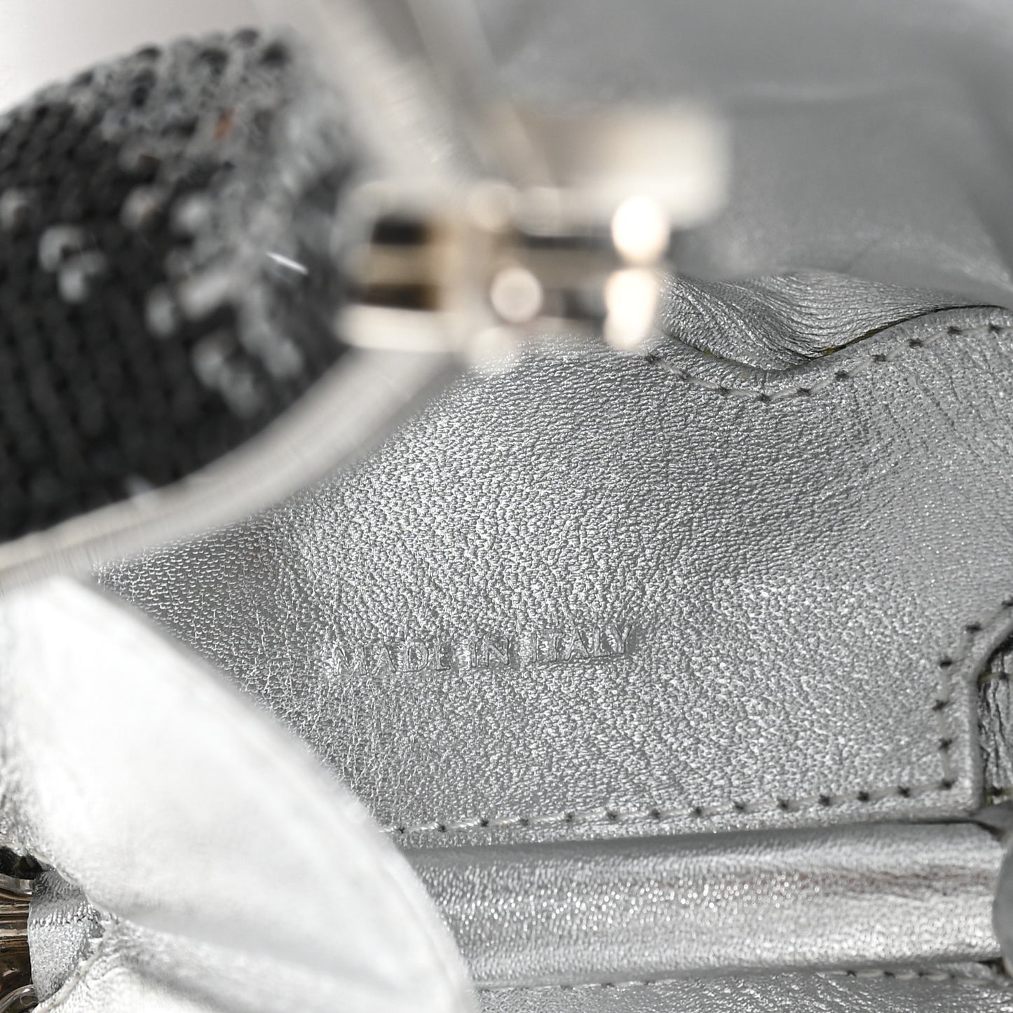 Crystal Saddie Puppy Dog Minaudiere Clutch Jet Silver
