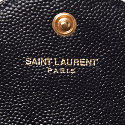 Saint Laurent Grain De Poudre Matelasse Chevron Small Monogram Envelope Wallet Black 6 of 8