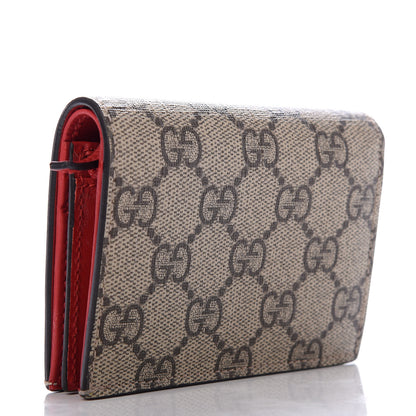 Gucci GG Supreme Monogram Cherry Embellished Card Case Wallet Hibiscus Red 3 of 7