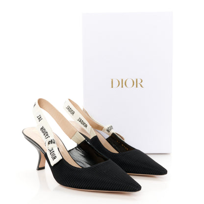 Christian Dior Technical Canvas Ribbon J Adior Slingback 65mm Pumps 38 Black 10 of 10