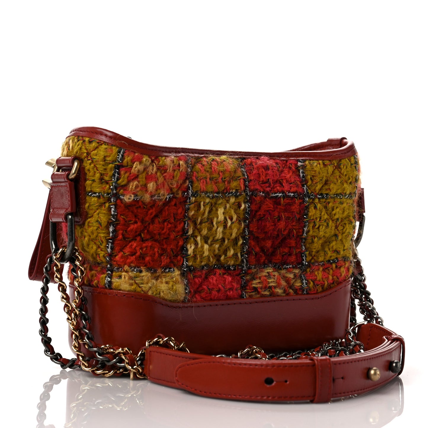 Tweed Calfskin Small Gabrielle Hobo Red Multicolor