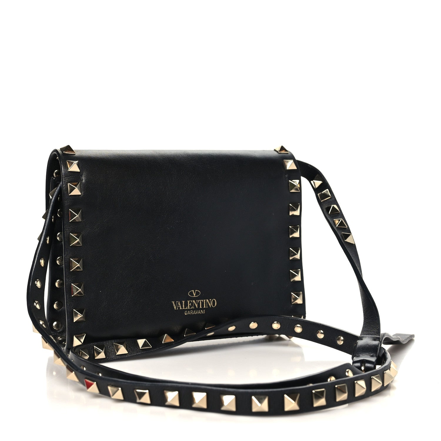 Valentino Garavani Pebbled Calfskin Rockstud Flip Lock Crossbody Bag Black 2 of 8