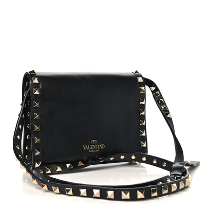 Valentino Garavani Pebbled Calfskin Rockstud Flip Lock Crossbody Bag Black 2 of 8