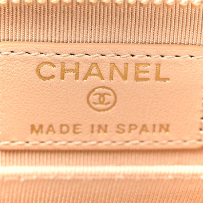 Chanel Iridescent Caviar Quilted Zip Around Coin Purse Beige 6 of 7