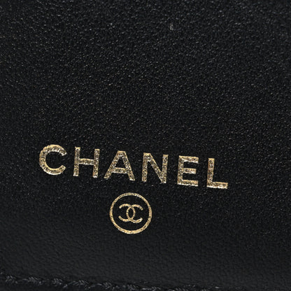 Chanel Calfskin Crocodile Embossed Graffiti Reissue Compact Wallet Black Gold 6 of 8