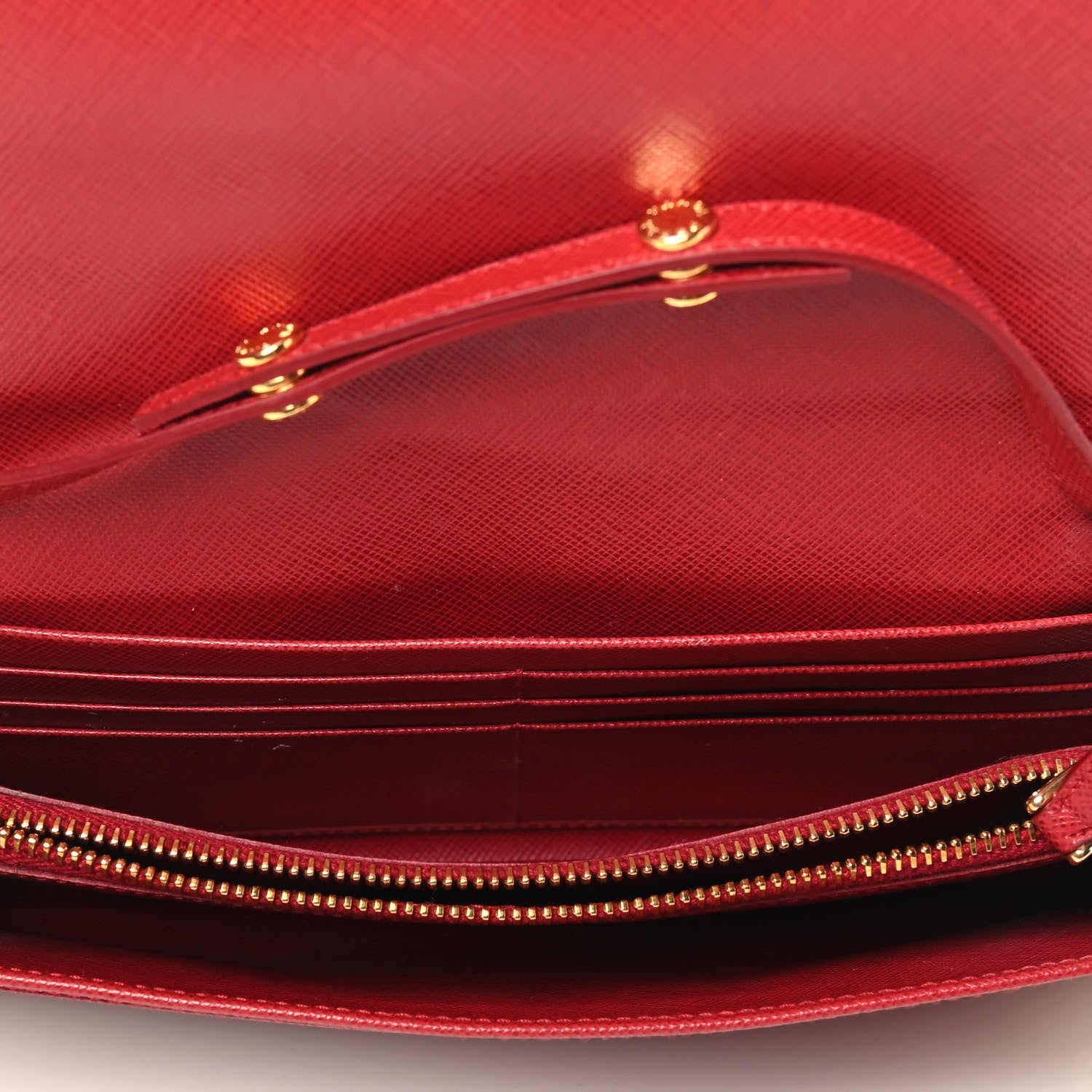 Prada Saffiano Metal Oro Chain Wallet Fuoco 5 of 9