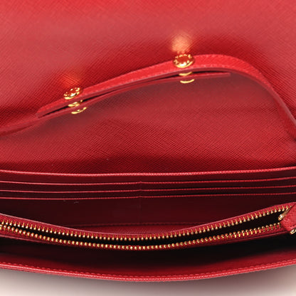 Prada Saffiano Metal Oro Chain Wallet Fuoco 5 of 9