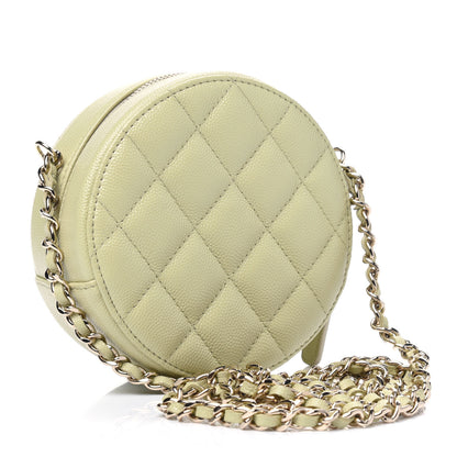 Chanel Caviar Quilted French New Wave Round Clutch With Chain Light Green 2 of 3