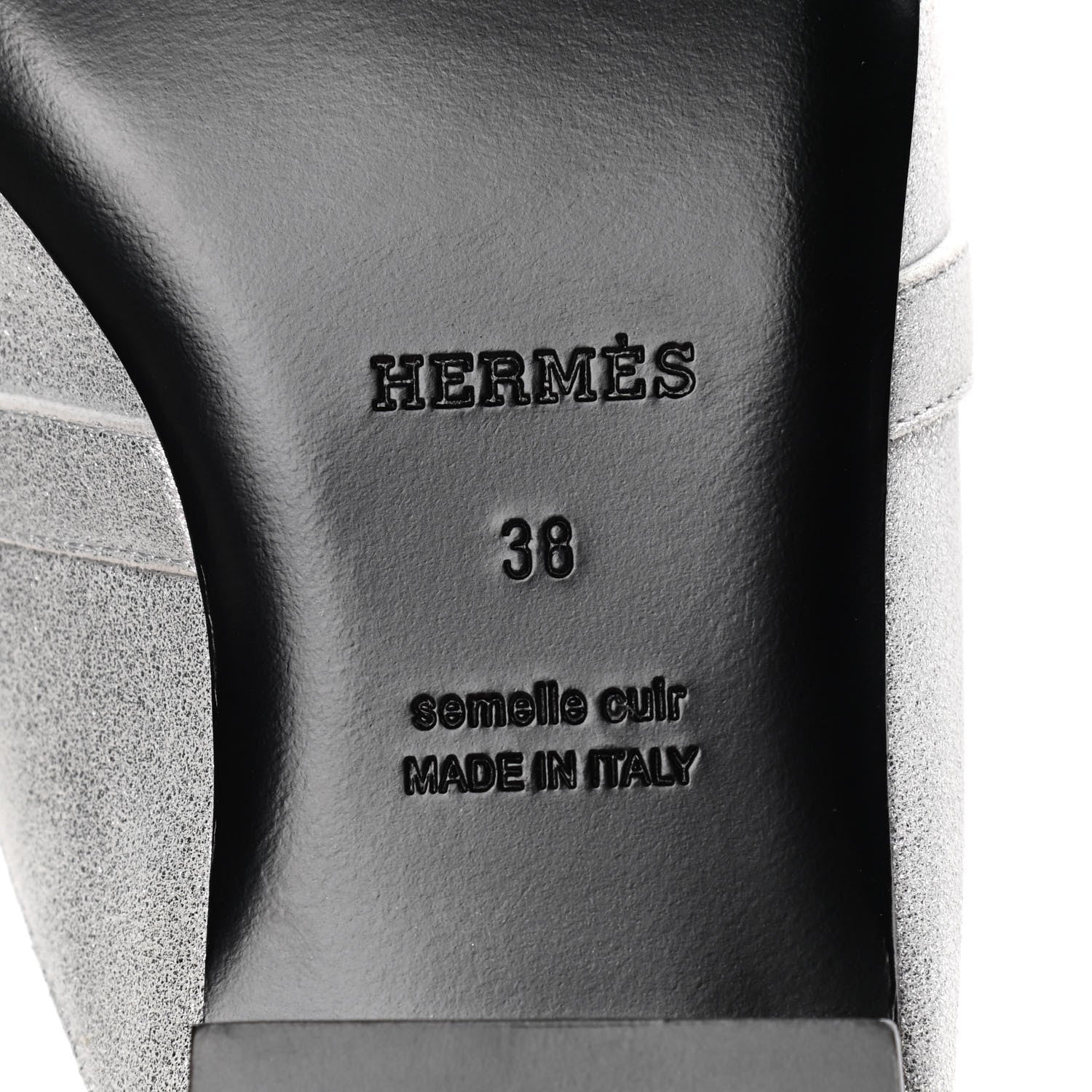 Hermes Metallic Velvet Goatskin Oz Mules 38 Gris Argente 8 of 10