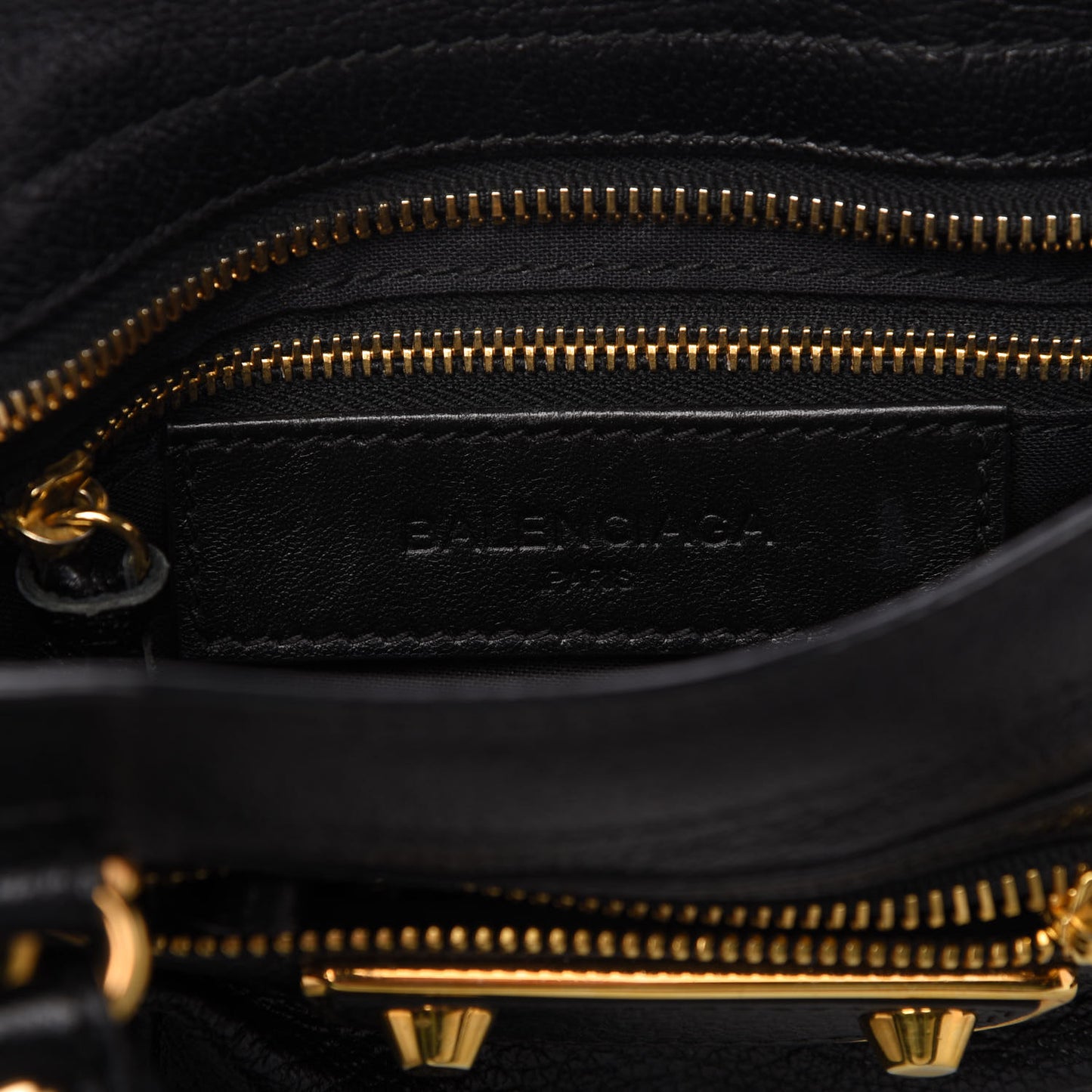 Chevre Gold Metallic Edge Hardware Mini City Black