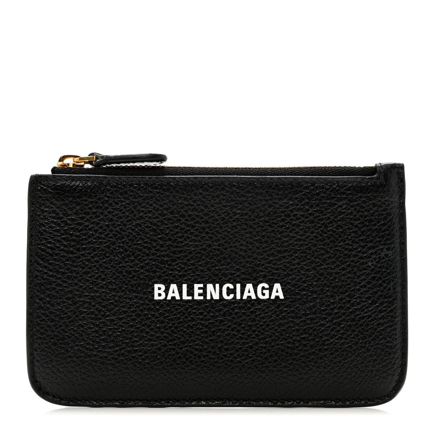 Grained Calfskin Logo Large Cash Long Coin Card Holder Black White