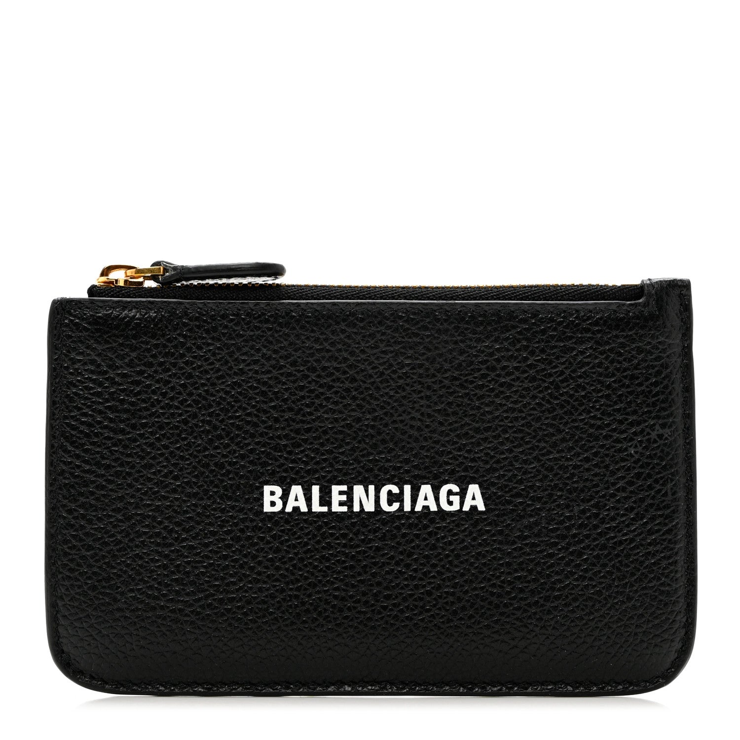 Balenciaga Grained Calfskin Logo Large Cash Long Coin Card Holder Black White 1 of 5