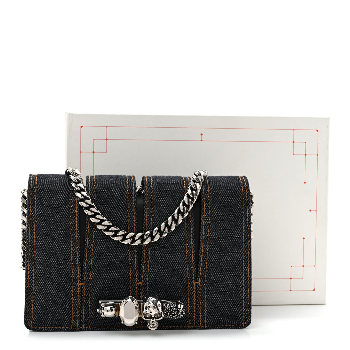 Denim Calfskin Small Slash Bag Blue Black