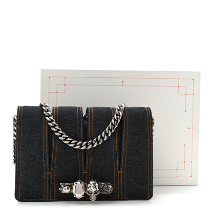 Alexander McQueen Denim Calfskin Small Slash Bag Blue Black 10 of 10