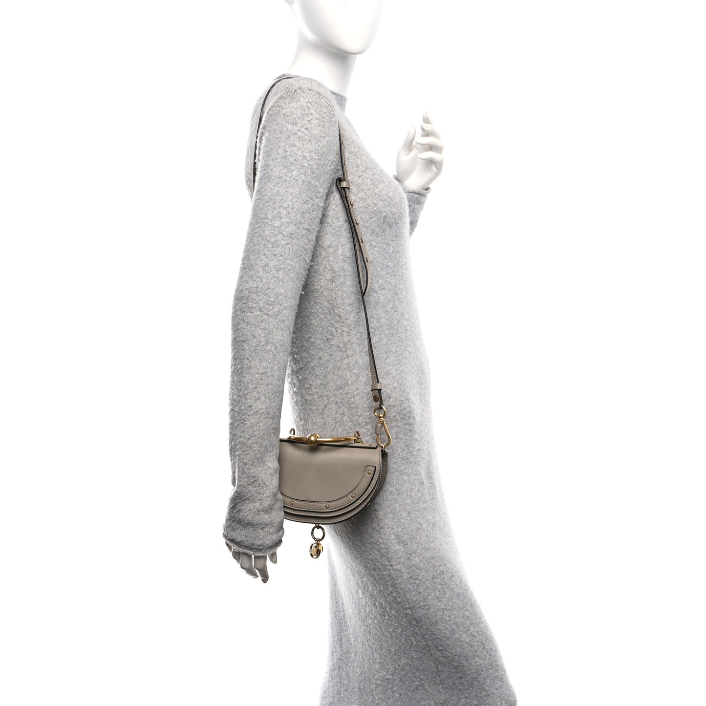 Calfskin Small Nile Bracelet Minaudiere Bag Motty Grey