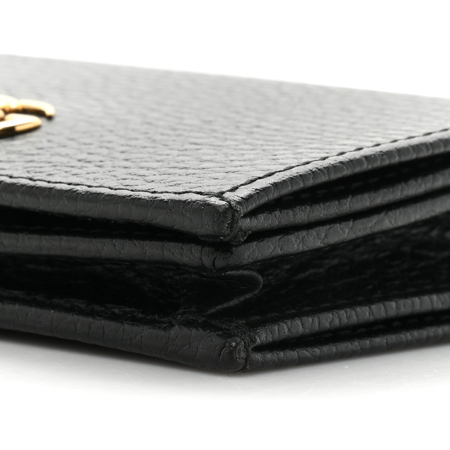 Pebbled Calfskin GG Marmont Card Case Black