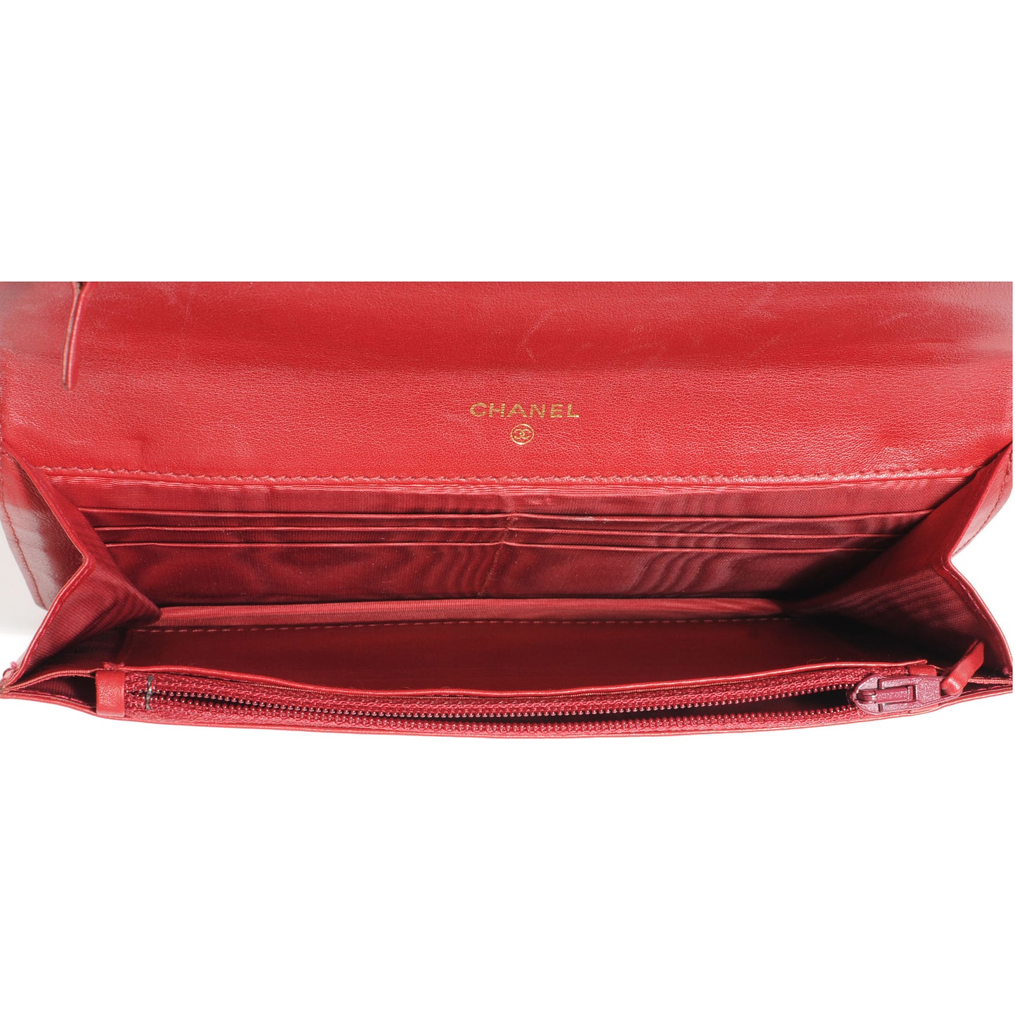 Caviar CC Flap Clutch Wallet Red