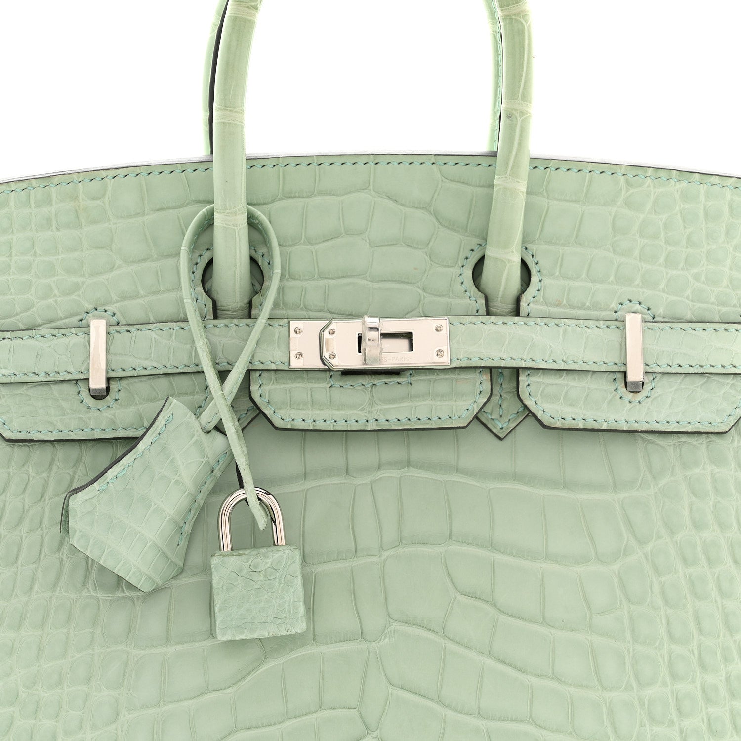Hermes Matte Alligator Birkin Sellier 25 Vert D'eau 8 of 13
