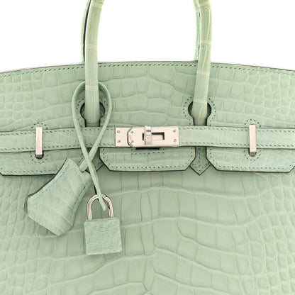 Hermes Matte Alligator Birkin Sellier 25 Vert D'eau 8 of 13