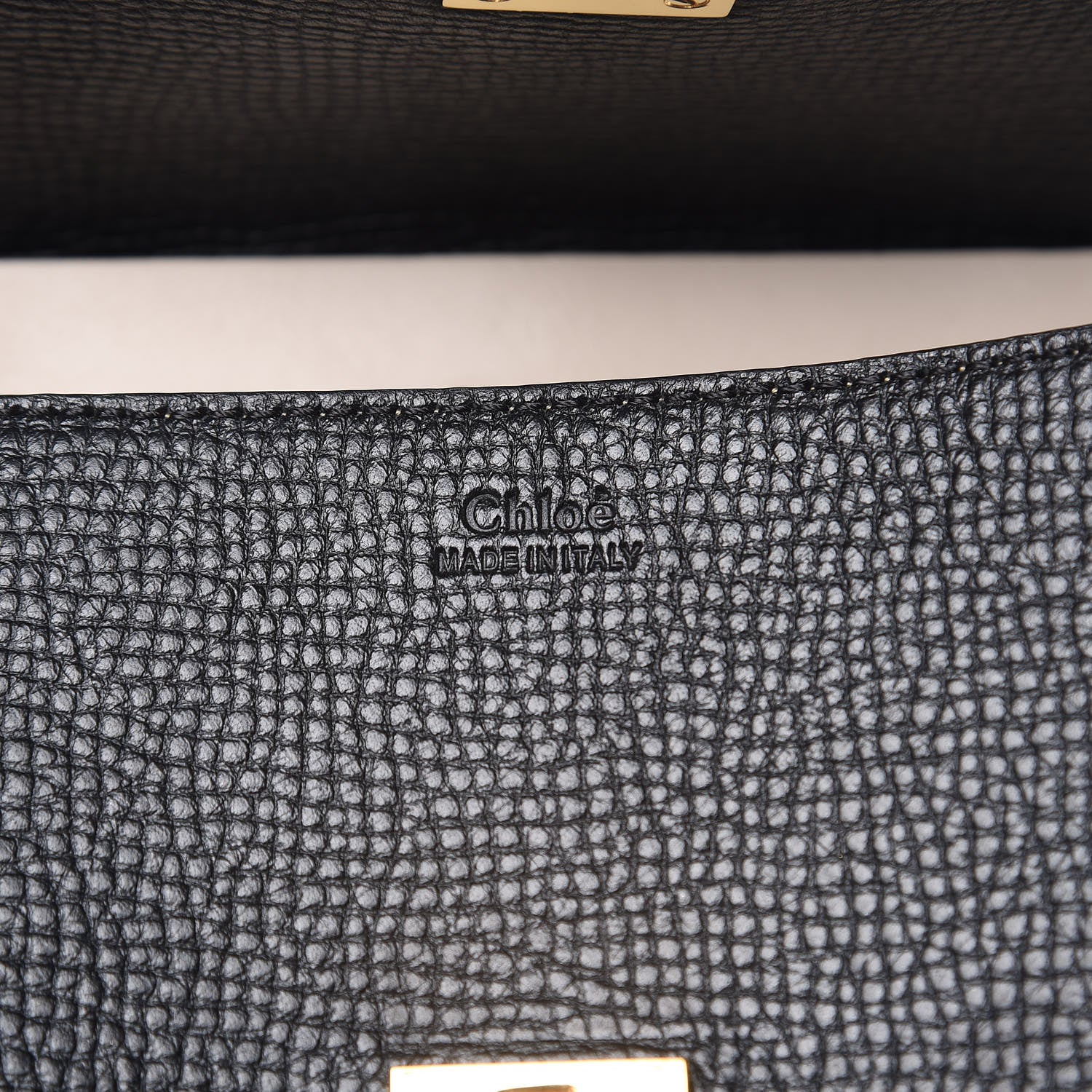 Chloe Grained Calfskin Lambskin Bi-Color Drew Shoulder Bag Black Powder Beige 6 of 10