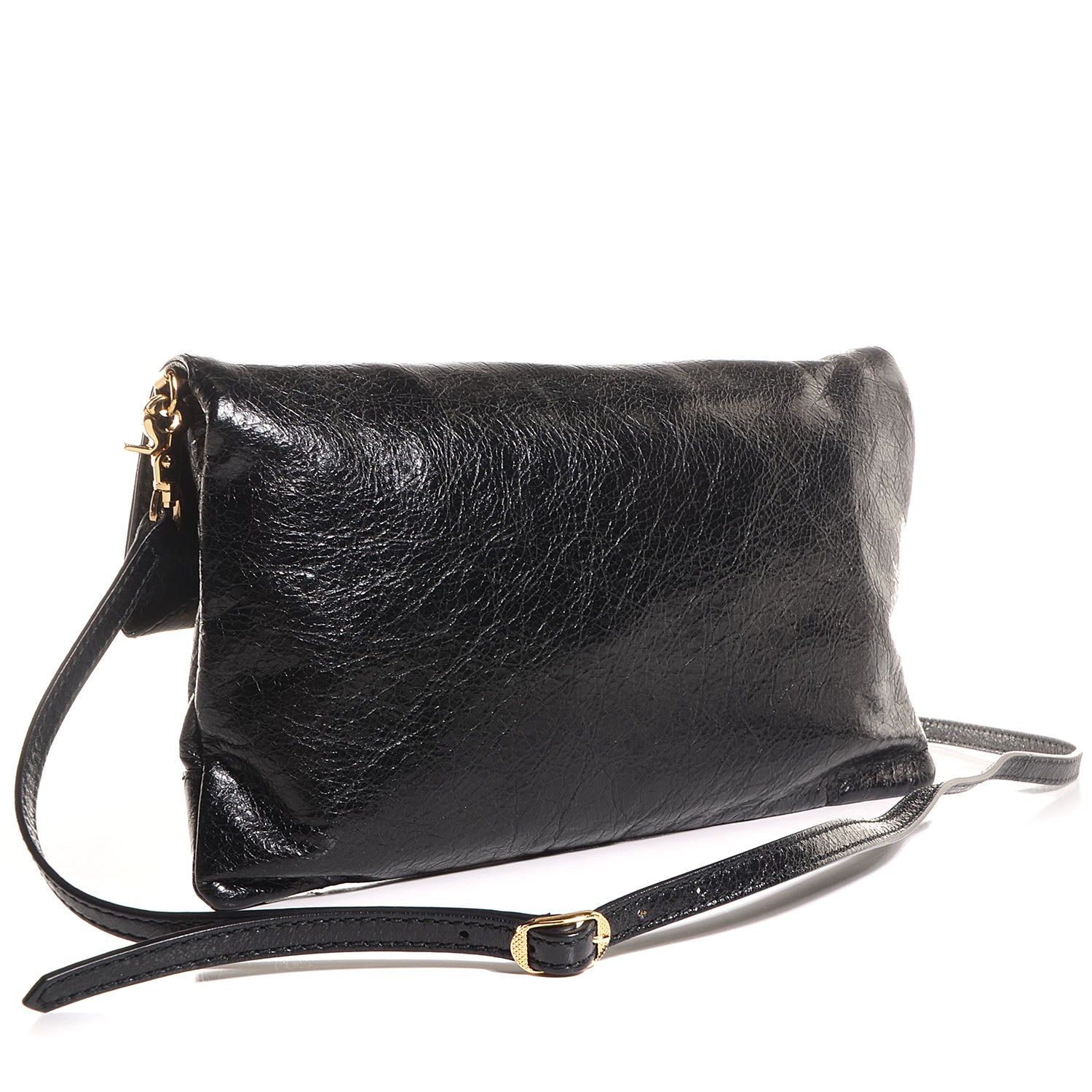 Balenciaga Agneau Giant 12 Gold Hardware Envelope Strap Clutch Black 3 of 10