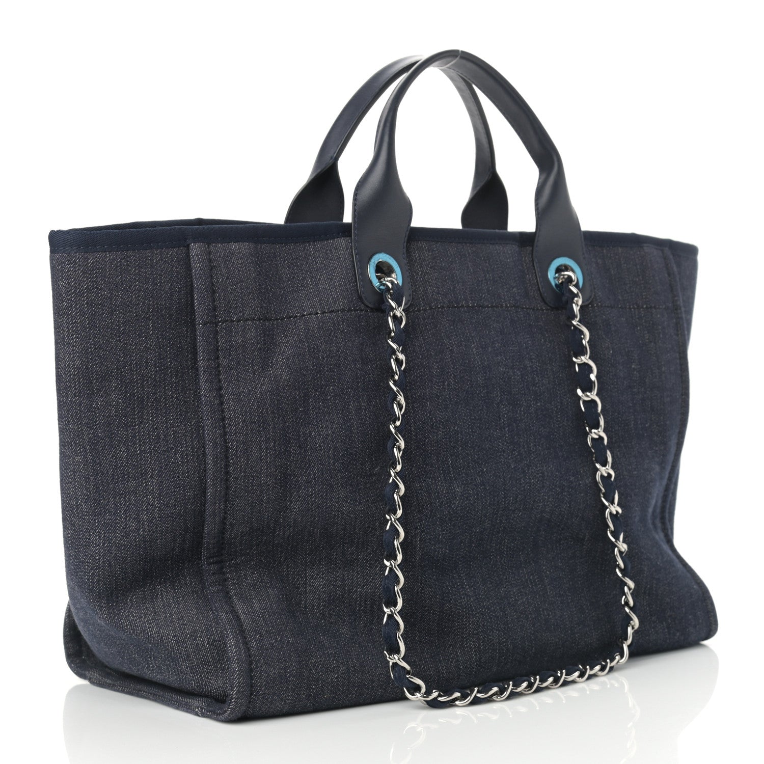 Chanel Denim Medium Deauville Tote Dark Blue 2 of 11