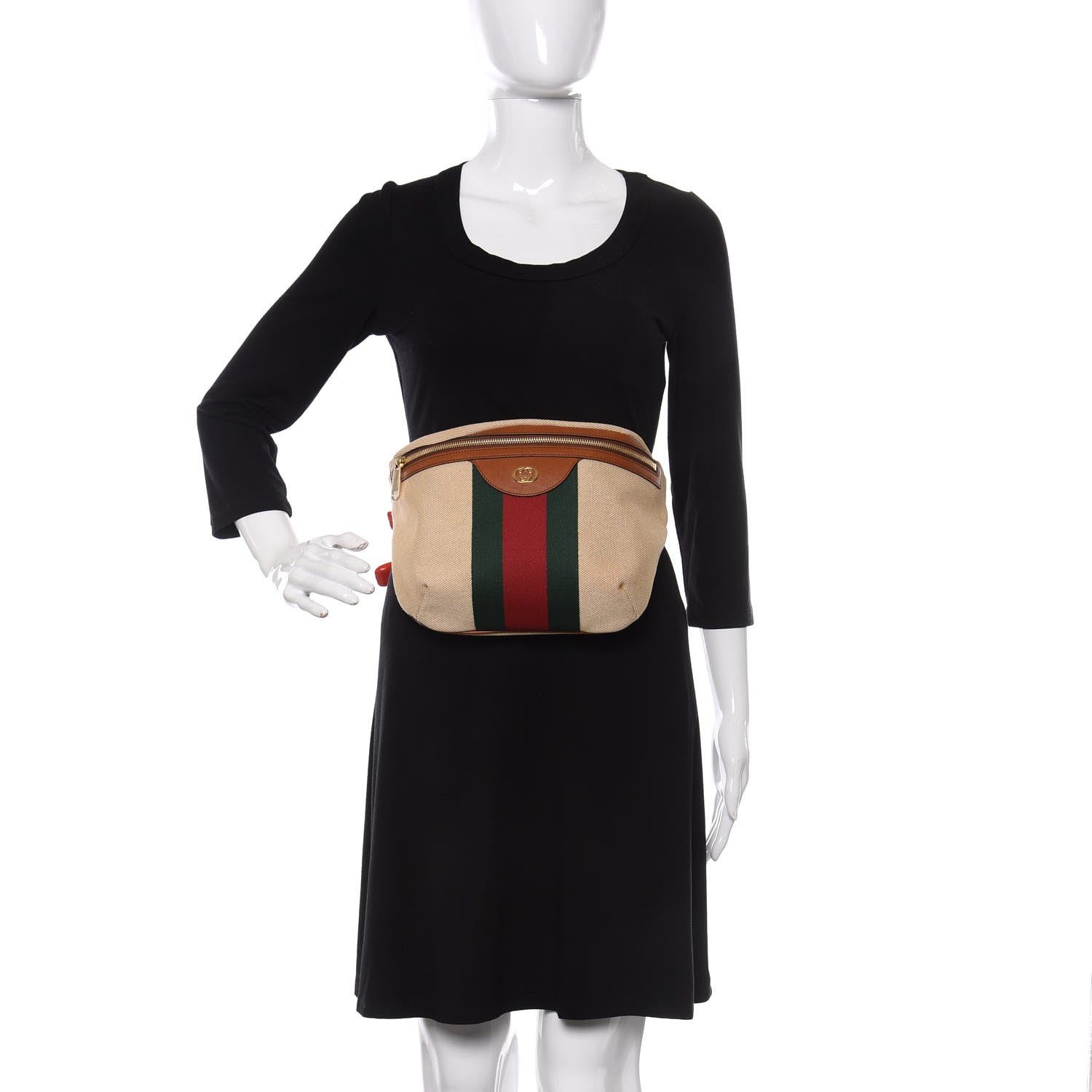Gucci Vintage Canvas Web Belt Bag Sand Cuir 2 of 10