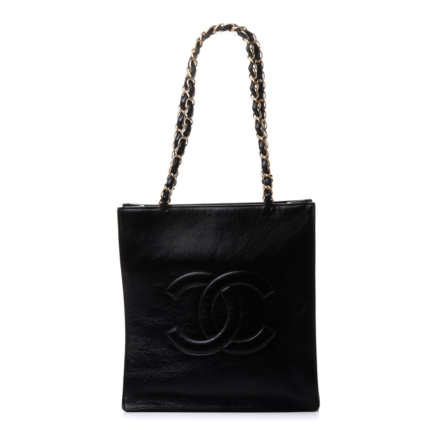 Chanel Shiny Aged Calfskin North South Shopping Bag Black 1 of 11