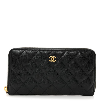 Chanel Caviar Quilted Large Gusset Zip Around Wallet Black 1 of 8