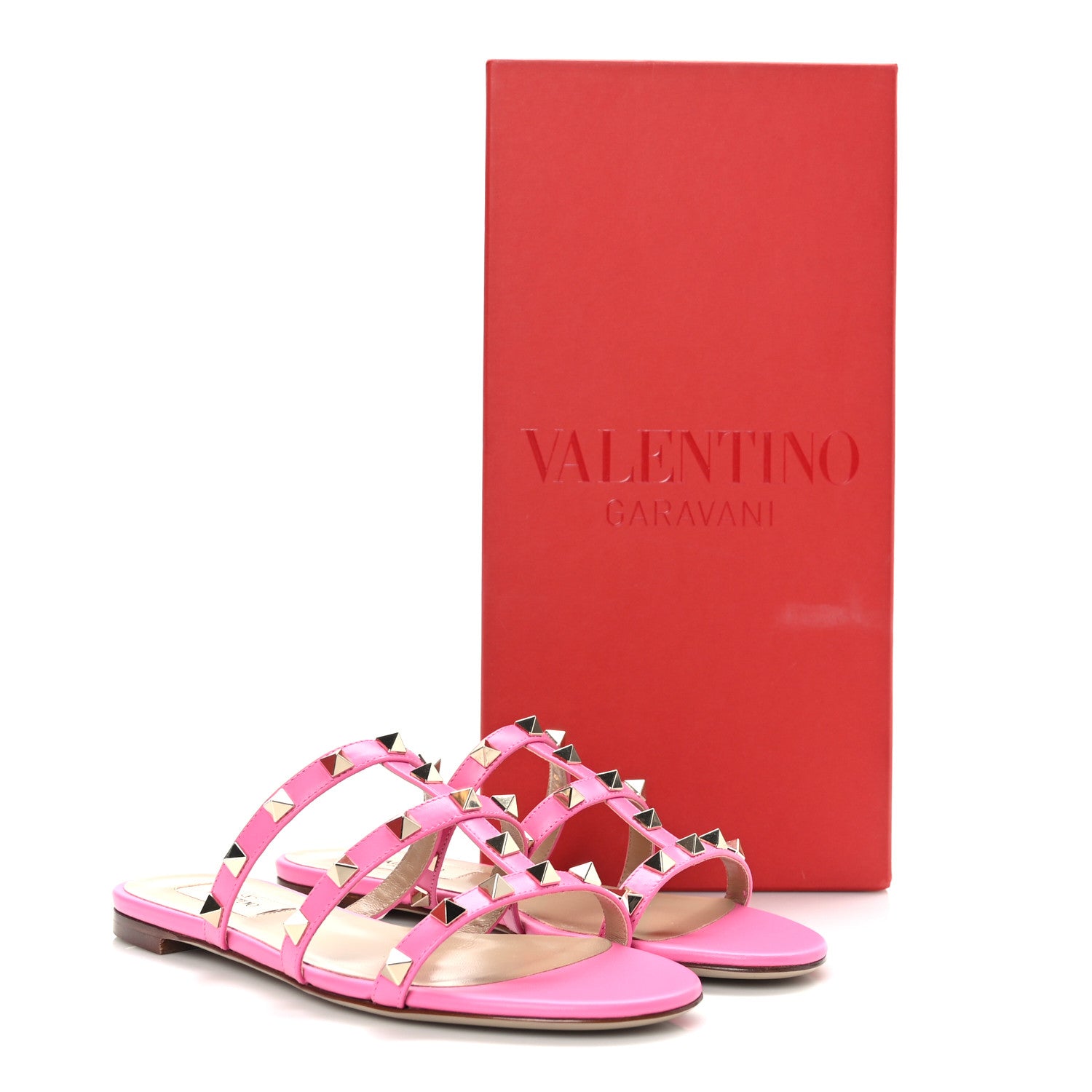Valentino Garavani Nappa Rockstud Caged Flat Slide Sandals 35 Feminine Pink 9 of 9