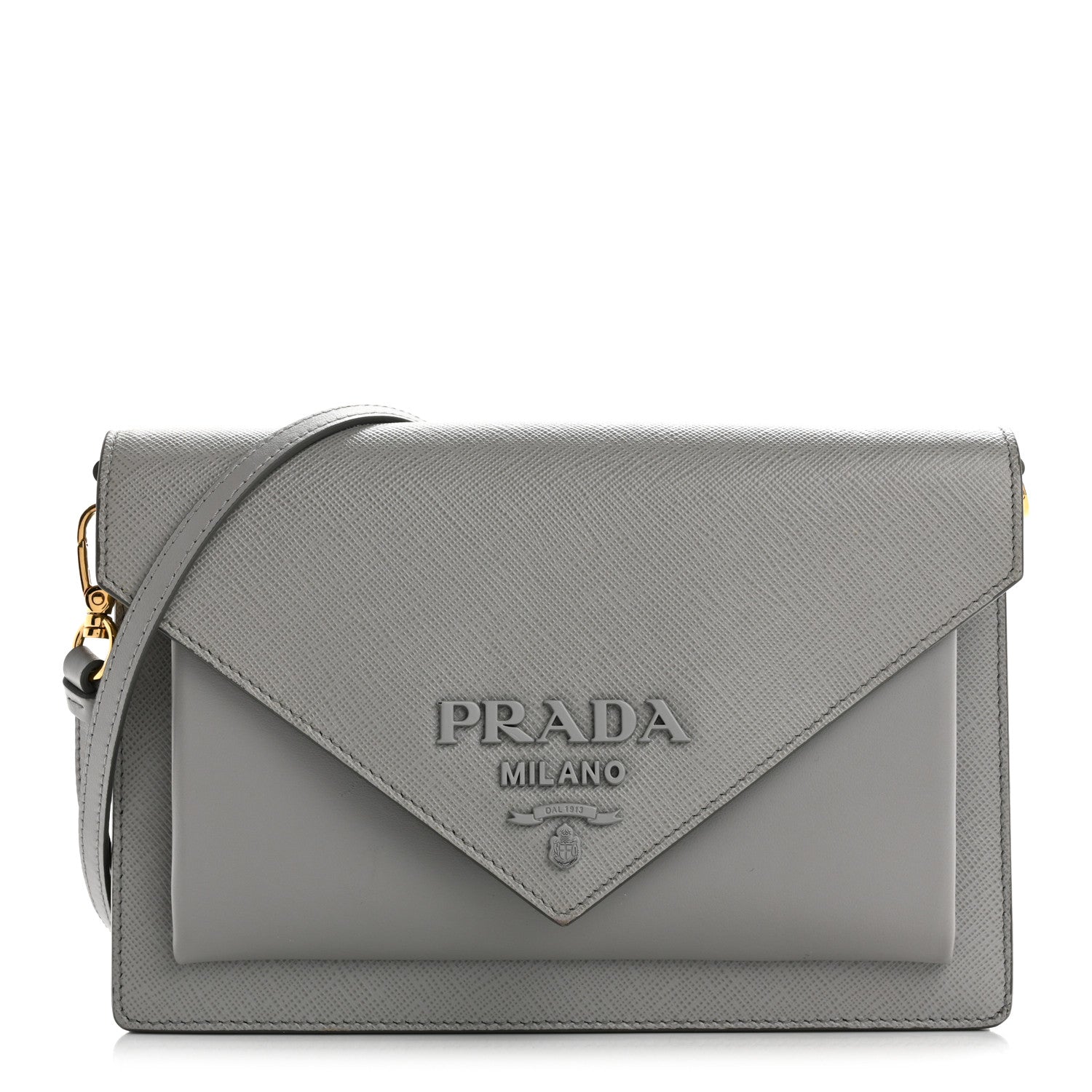 Prada Saffiano City Calfskin Monochrome Envelope Crossbody Nube 1 of 14