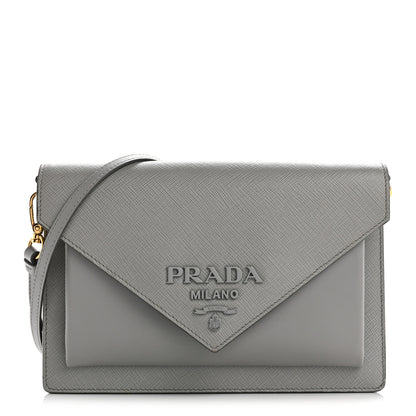 Prada Saffiano City Calfskin Monochrome Envelope Crossbody Nube 1 of 14