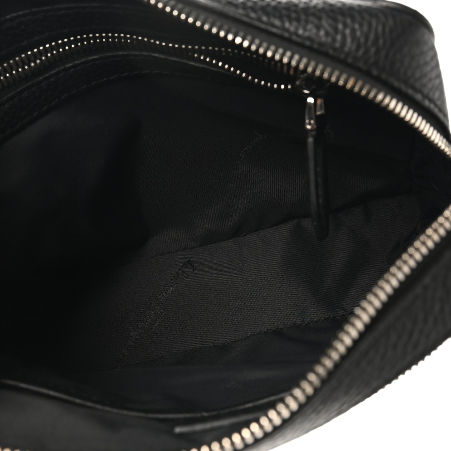 Calfskin Gancini Embossed Belt Bag Black