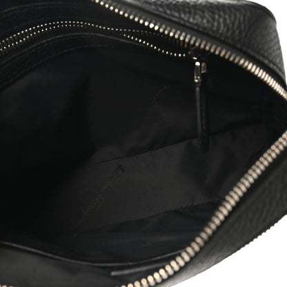 Salvatore Ferragamo Calfskin Gancini Embossed Belt Bag Black 5 of 9